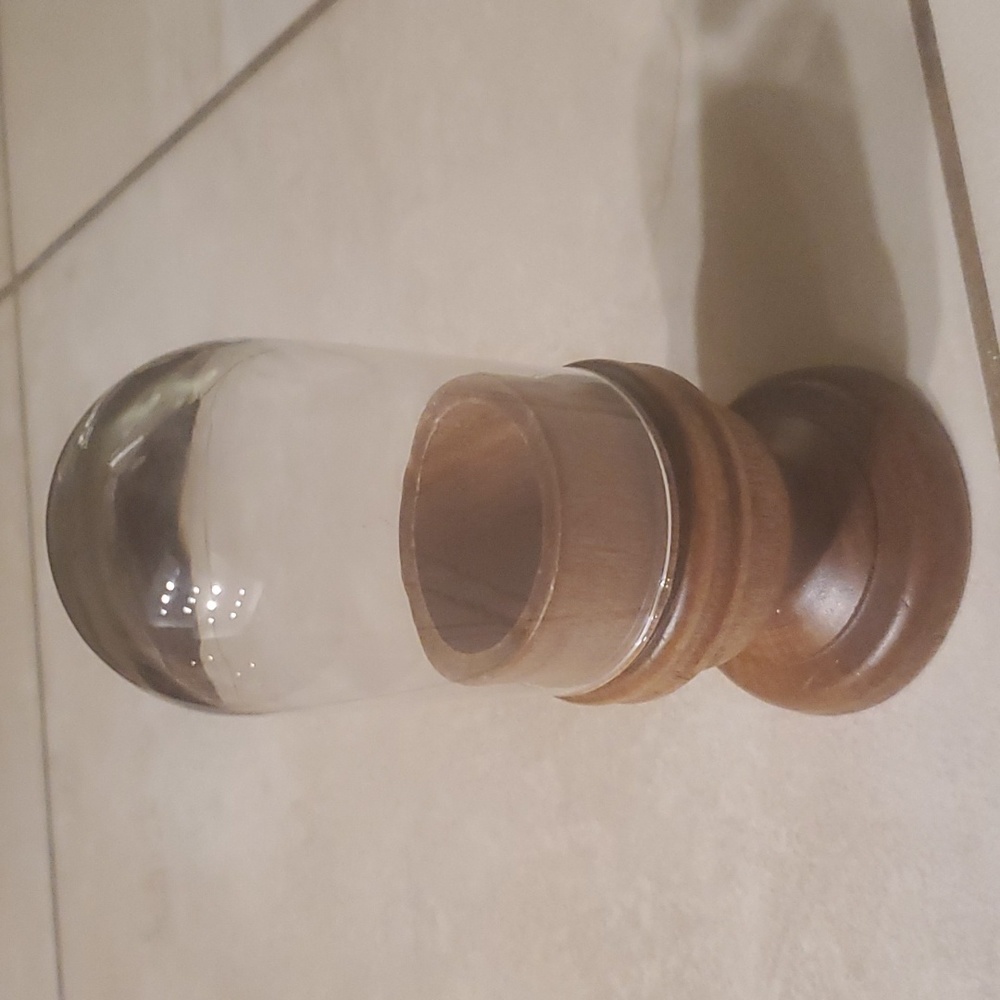 Wood & Glass Toothpock Holder Display 5in